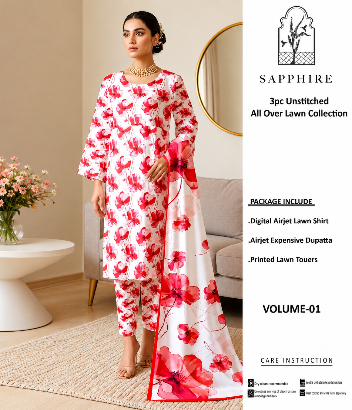SAPPHIRE LAWN COLLECTION REDISH