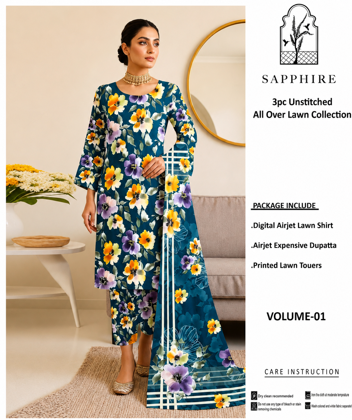 SAPPHIRE LAWN COLLECTION BLUE