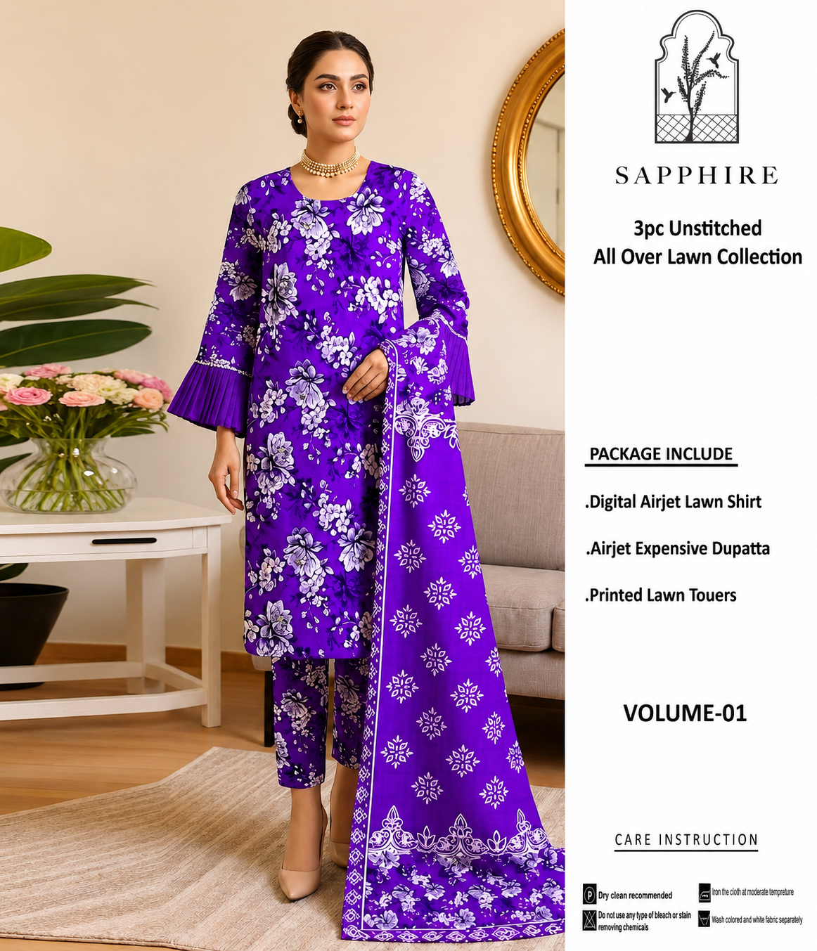 SAPPHIRE LAWN COLLECTION PURPLE