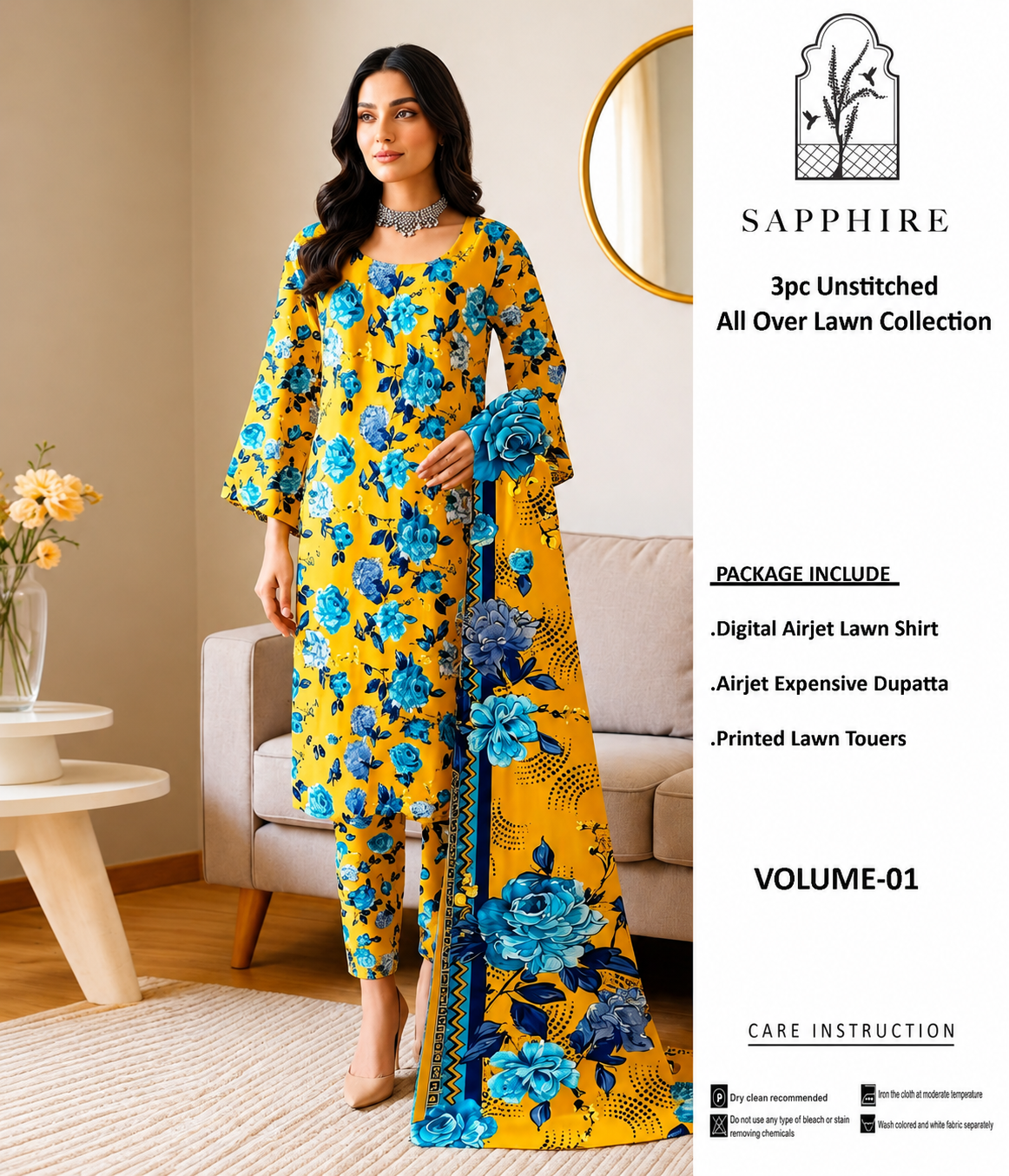 SAPPHIRE LAWN COLLECTION YELLOW